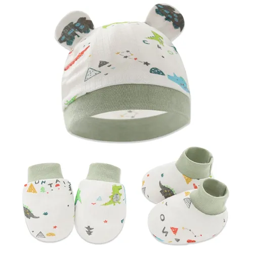Image of Bembika Cotton Baby Mittens and Socks Set (0-3 Months)