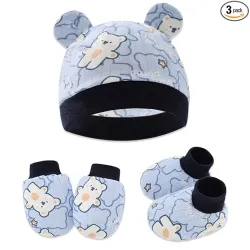 Bembika Cotton Baby Mittens and Socks Set (0-3 Months)