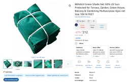 BENAVJI 50% UV Sun Protected Shade Net 3x5m