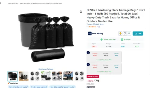 Image of BENAVJI Gardening Black Garbage Bags 19x21 Inch – 3 Rolls