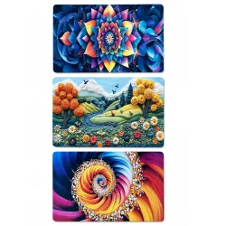 BENAVJI Rubber Bath Mat Combo Pack of 3, 23 x 14 Inch, Rectangular, Multicolor