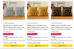 BENAVJI Silk Printed Pillow Cover | Jaipuri Traditional Silk Cushion Cover Size