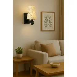 BENE Cadiz Wooden Indoor Modern Wall Lamp, E-27 Base Wall Light for Home Decor, Kitchen, Living Room, Bedroom, 13 cm (Dark Brown, Pack of 1)