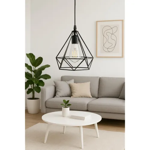 Image of BENE Leon Pendant Lamp, Mild Steel Indoor Geometric Chandelier Modern Hanging Lamp, E-27 Base Ceiling Hanging Light for 