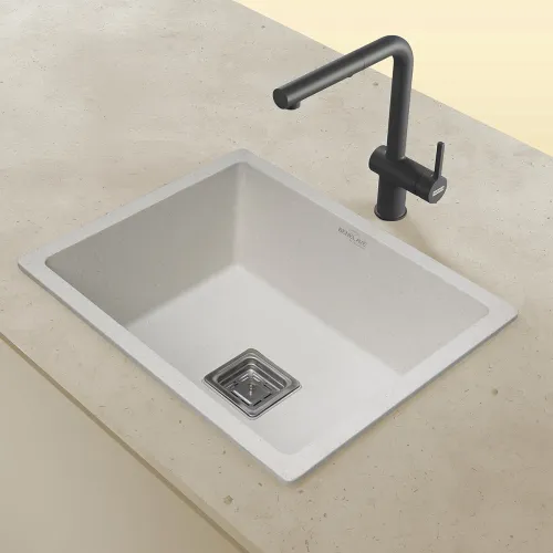 Image of Benelave by Hindware BLACP91006 Quartz Sink 21x18 for Kitchen | Single Bowl | Star Dust Color | Better Sound Absorption 