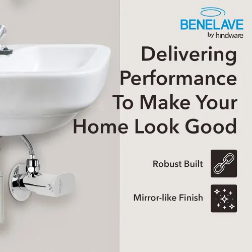 Image of Benelave by Hindware Volga Angle Valve for Bathroom & Kitchen, Brass with Chrome Finish, Pack of 2