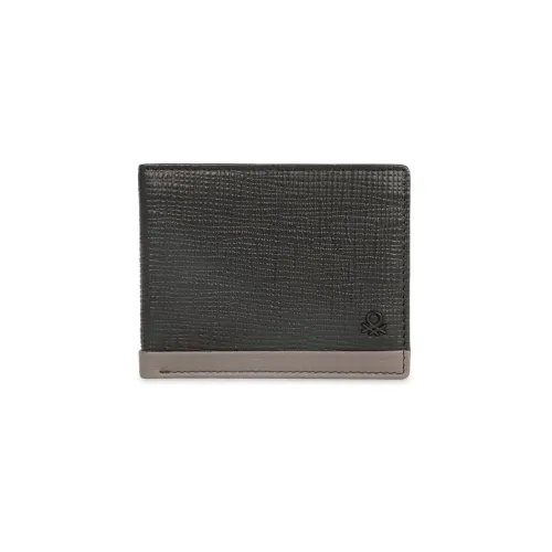 Image of Benetton Men RFID Slim Leather Wallet Black (8 Card Slots)