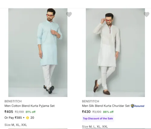 Image of Benstitch Mens Ethnic Sets Upto 86% Off