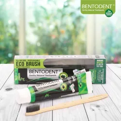 bentodent Activated Charcoal Toothpaste, Bamboo Toothbrush 