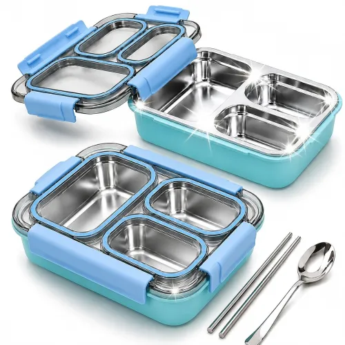 Image of Bento Pro 3 Compartment Stainless Steel Lunch Box - 710 ml