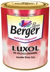 Berger Luxol Hi Gloss Smoke Grey Enamel Wall Paint (1 L)