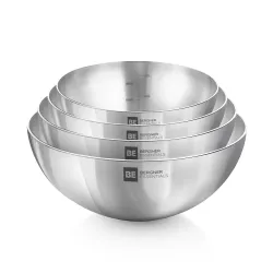 Bergner BE Essentials 4 Pcs Set Triply Stainless SteelDeep Tasra - 18cm (1L), 20cm (1.5L), 22cm (2L) and 24cm (2.5L)
