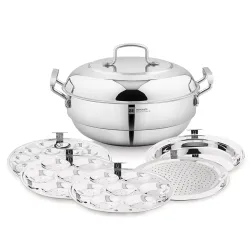 Bergner BE Essentials Triply Multi Kadai with Plates Set (27cm, 5 Pcs)