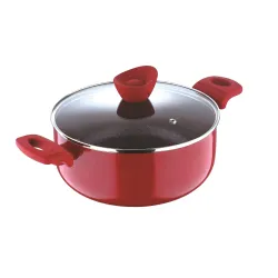 Bergner Bellini Plus 5 Layer Marble Non Stick Casserole with Glass Lid, 22 cm