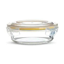 Bergner Transparent Borosilicate Glass Microwave Safe Clip-On Fridge Container-400ml