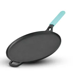 BERGNER Eco Cast Iron 28cm Dosa Tawa, for Healthy Cooking, Pre-Seasoned, Even Heat Distributor, Retains Heat to Enhance 