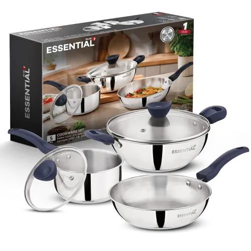 Image of Bergner Essential Plus Stainless Steel 5-Piece Cookware Set
