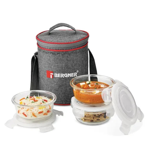 Image of Bergner Fresh Lunch Glass Containers 400ml * Set of 3