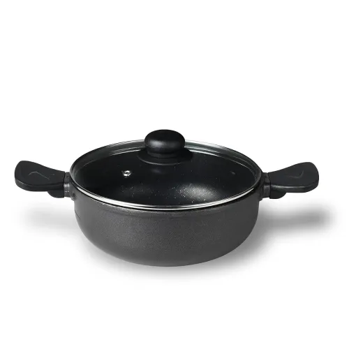 Image of Bergner Senator Die-Cast Non-Stick Kadai with Glass Lid 20cm 2.5L