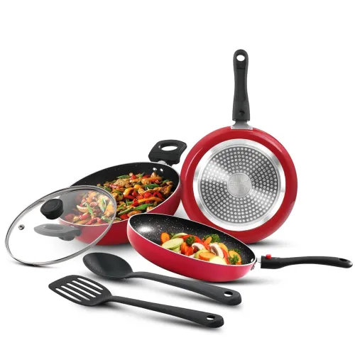 Image of Bergner Sherry Plus Non-Stick 6 pcs Cookware Set, Combo Set with Detachable Handle