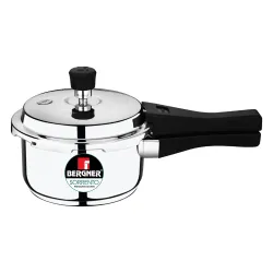 Bergner Sorrento Stainless Steel 2 Litres Outer Lid Pressure Cooker, Mini Pressure Cooker, Heavy Bottom, Easy Open and C