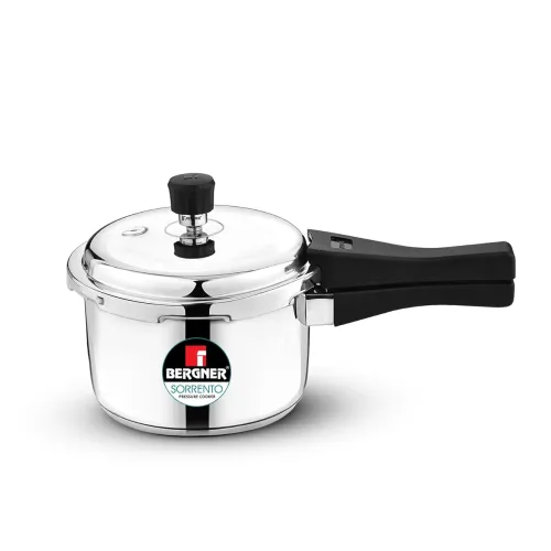 Image of Bergner Sorrento Stainless Steel 3 Litres Outer Lid Pressure Cooker, Pressure Cooker with Heavy Bottom, Easy Open and Cl