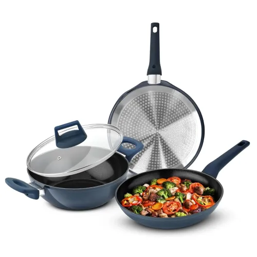 Image of Bergner Titan 4-Pcs Cookware Set (Kadai, Frypan, Tawa)