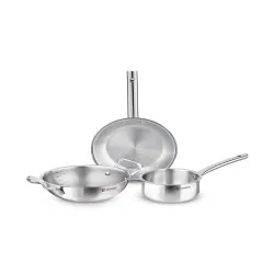 BERGNER Silver-Toned Induction Base Tri-Ply Stainless Steel Cookware Set of
