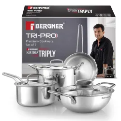 Bergner TriPro 7-Piece Tri-Ply Stainless Steel Cookware Set