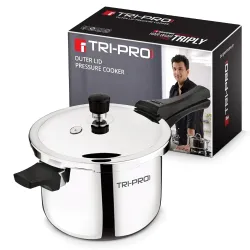Bergner TriPro Triply Outer Lid Pressure Cooker 5 Litres, Bakelite Safe Grip Handle, Healthy Cooking, Even and Faster He