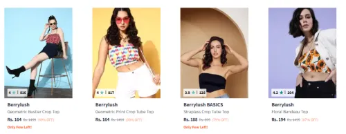 Image of Berrylush Geometric Bustier Top Starting at ₹164