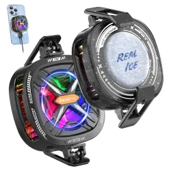 Besecou Magnetic mobile Cooler for Gameing with 3 Cooling Modes, Rgb Phone Cooler, Seven fan blades, Advanced Tech Cooling Chip, Compatible for Android and Ios devices, Silent and Portable,....