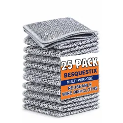 Besquestix Non Scratch Wire Dish Cloth Steel Scrubber - Pack of 25