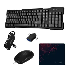 Bestor 5-in-1 Wired Keyboard & Mouse Combo Set