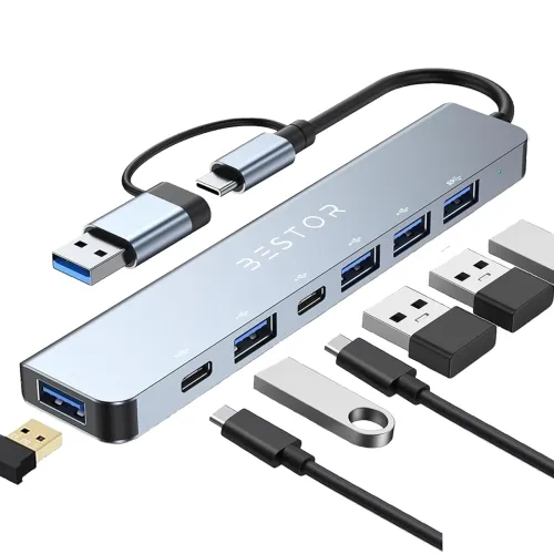 Image of Bestor 7-in-1 USB-C Hub (60W PD, 5Gbps, USB-A Converter)