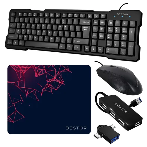 Image of Bestor Keyboard Mouse USB Hub Combo