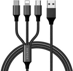 Bestor USB Type C Cable 2 A 1.2 m Multi Charging Cable 4ft 3 in 1 Nylon Braided Multiple USB Fast Charging Cable for And