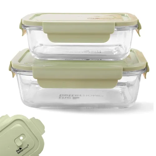 Image of The Better Home Borosilicate Glass Lunch Box Set of 2 | Tiffin Box for Office for Men Women |Lunch Box for Women School 