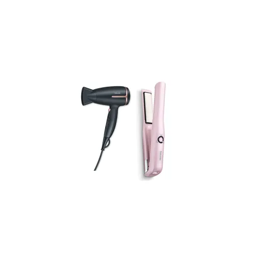 Image of Beurer HS20 Hair Straightener + Travel Hair Dryer – Black