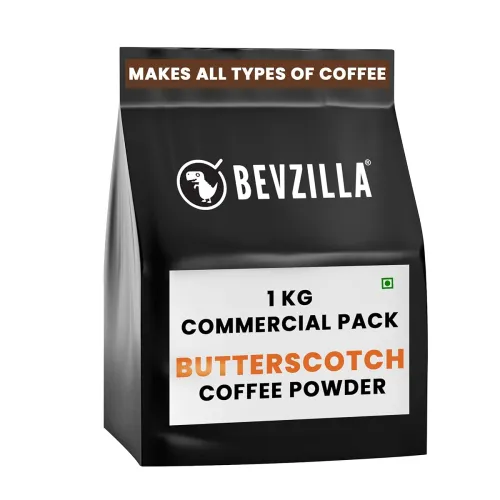 Image of Bevzilla 1kg Butterscotch Instant Coffee Powder | 100% Pure Arabica Beans | Makes 500 Cups | For HoReCa Use | Hot & Cold