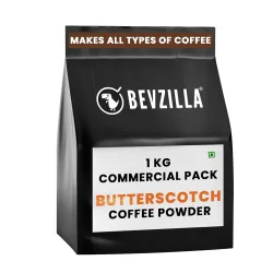 Bevzilla 1kg Butterscotch Instant Coffee Powder | 100% Pure Arabica Beans | Makes 500 Cups | For HoReCa Use | Hot & Cold