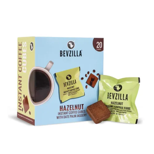 Image of Bevzilla 20 Hazelnut Flavour Instant Coffee Cubes | Made with Date Palm Jaggery & Arabica Beans | No Refined Sugar | No 