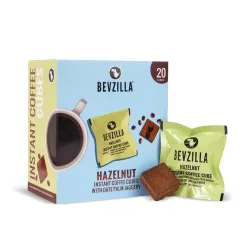 Bevzilla 20 Hazelnut Flavour Instant Coffee Cubes | Made with Date Palm Jaggery & Arabica Beans | No Refined Sugar | No 