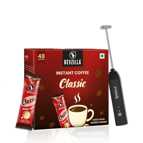 Image of Bevzilla 48 Classic Coffee Sachet with Rechargeable Electric Frother 