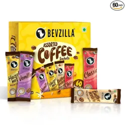 Bevzilla 60 Instant Coffee Powder Sachets(4 Flavours) - 120 Grams