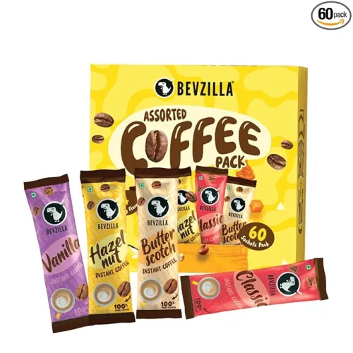 Image of Bevzilla 60 Instant Coffee Powder Sachets (4 Flavours) – 120 Grams