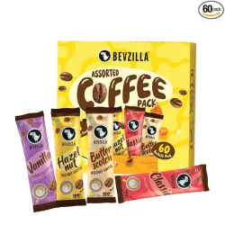 Bevzilla 60 Instant Coffee Powder Sachets (4 Flavours) – 120 Grams
