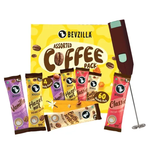 Image of Bevzilla 60 Flavoured Coffee Sachets With Frother (60X2 Gram)