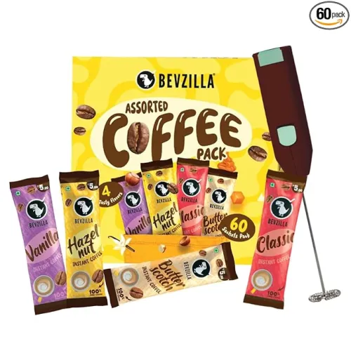 Image of Bevzilla 60 Flavoured Coffee Sachets With Frother (60X2 Gram) 