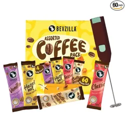 Bevzilla 60 Flavoured Coffee Sachets With Frother (60X2 Gram) 